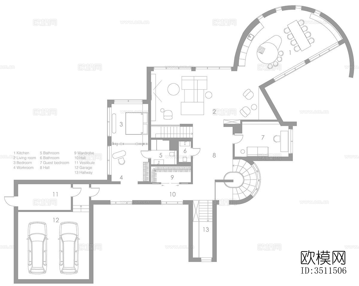 现代别墅效果图下载（渲染图12）