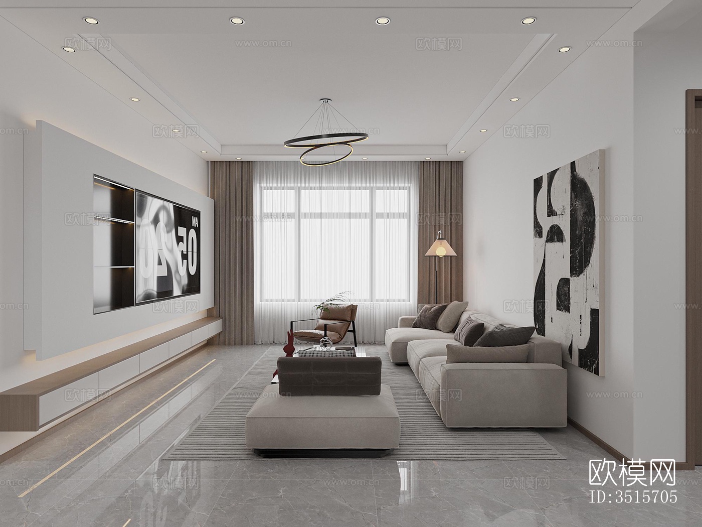 现代平层效果图下载（渲染图8）