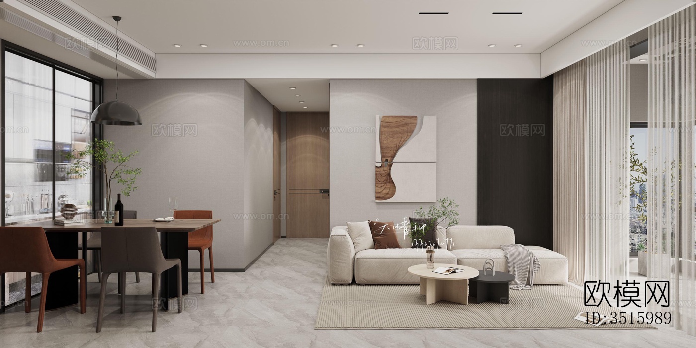 现代平层效果图下载（渲染图4）