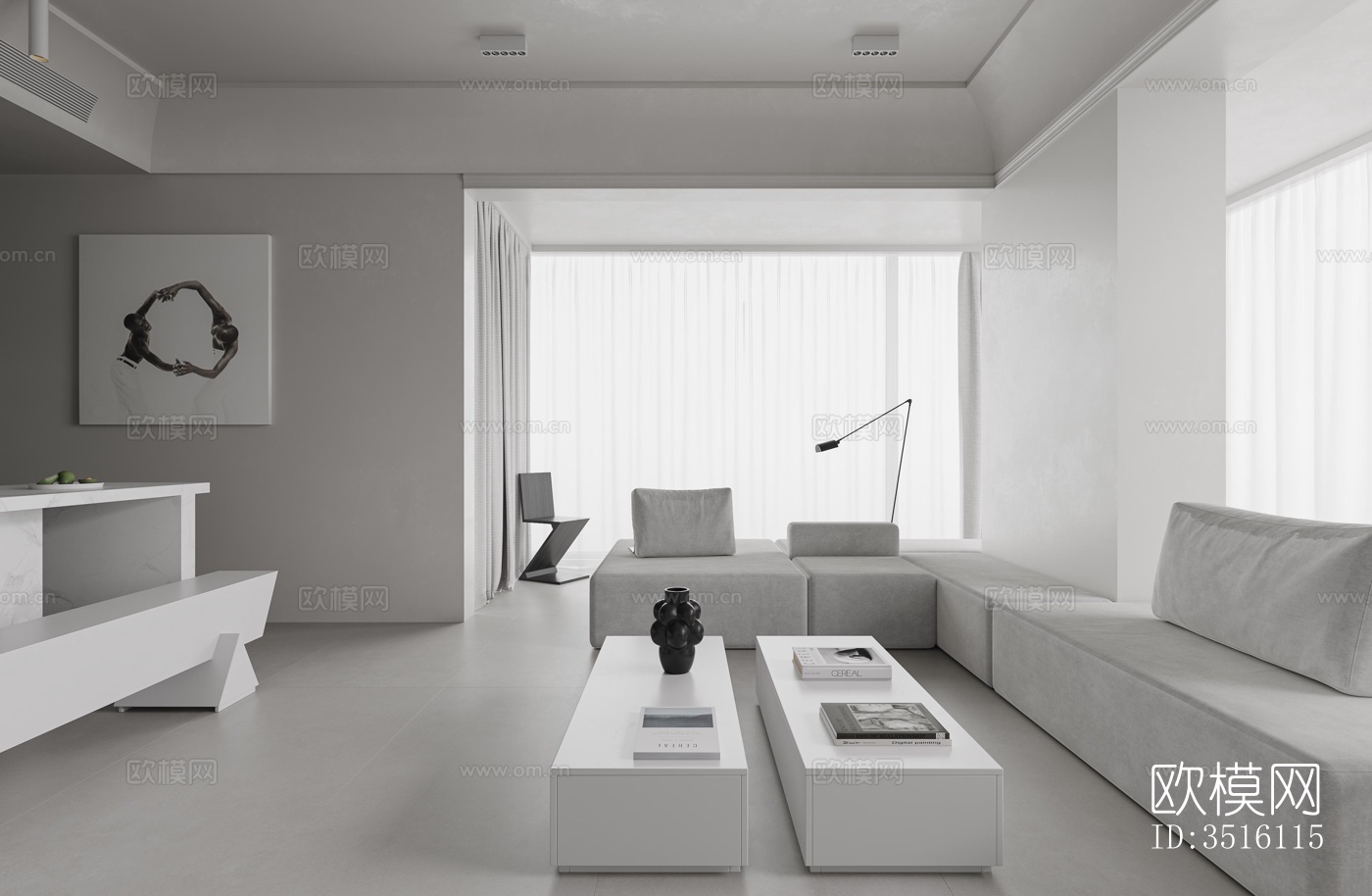 现代平层效果图下载（渲染图4）