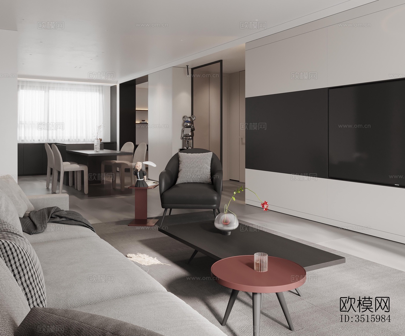 现代平层效果图下载（渲染图10）