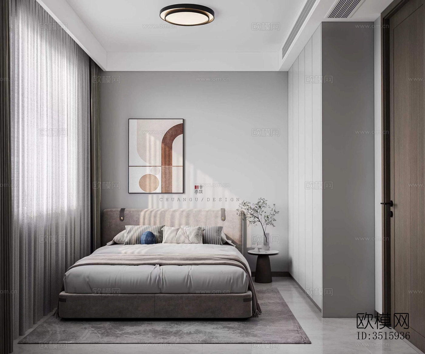 现代平层效果图下载（渲染图6）