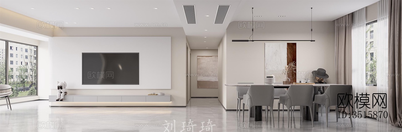 现代平层效果图下载（渲染图3）