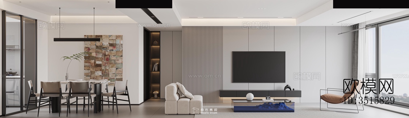 现代平层效果图下载（渲染图2）