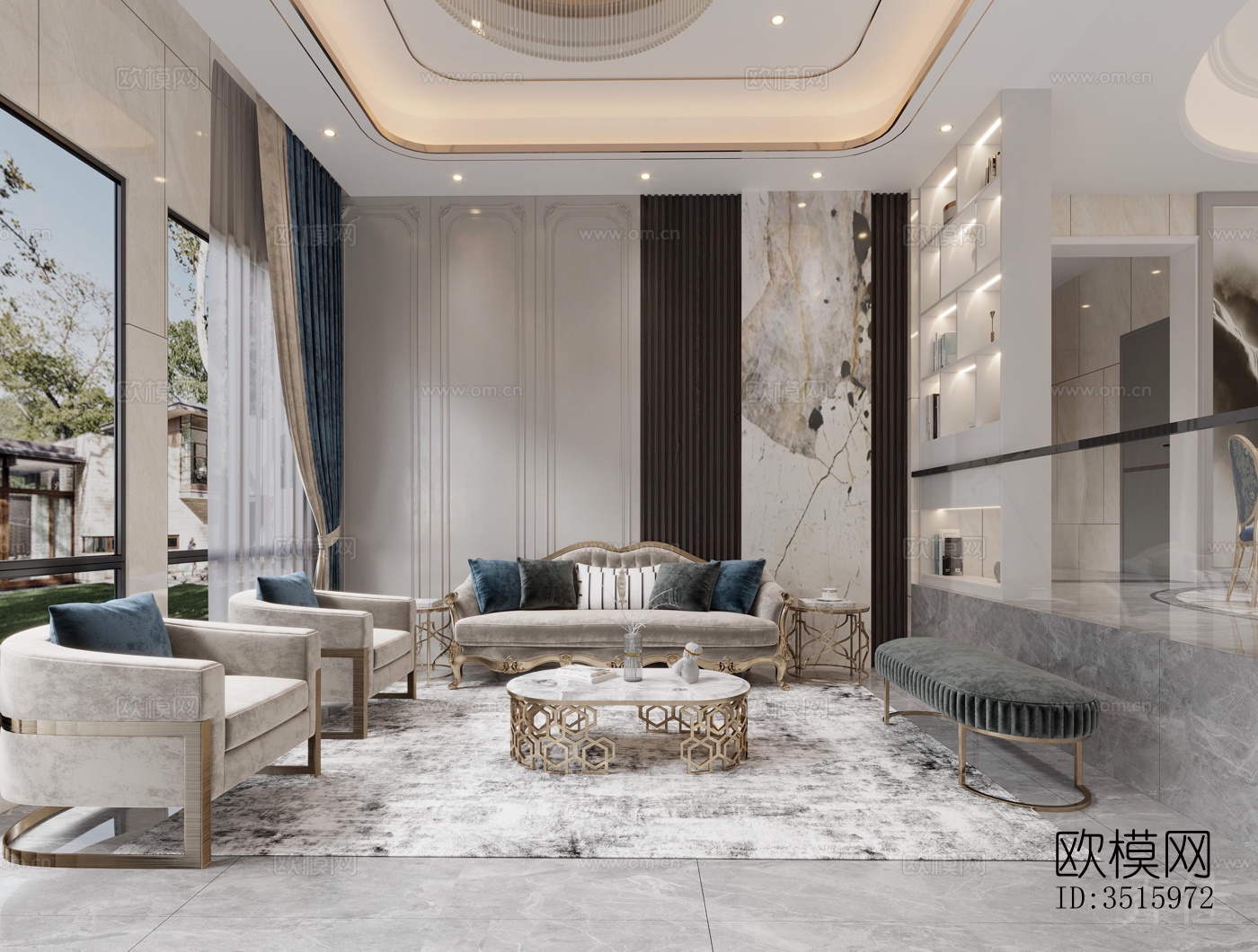 现代平层效果图下载（渲染图3）