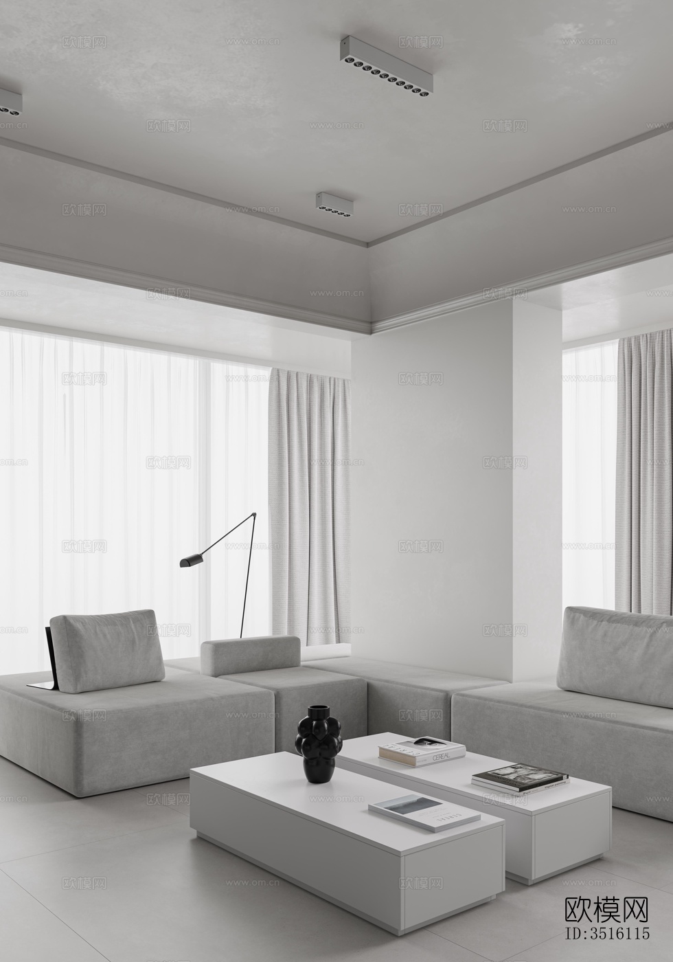 现代平层效果图下载（渲染图7）