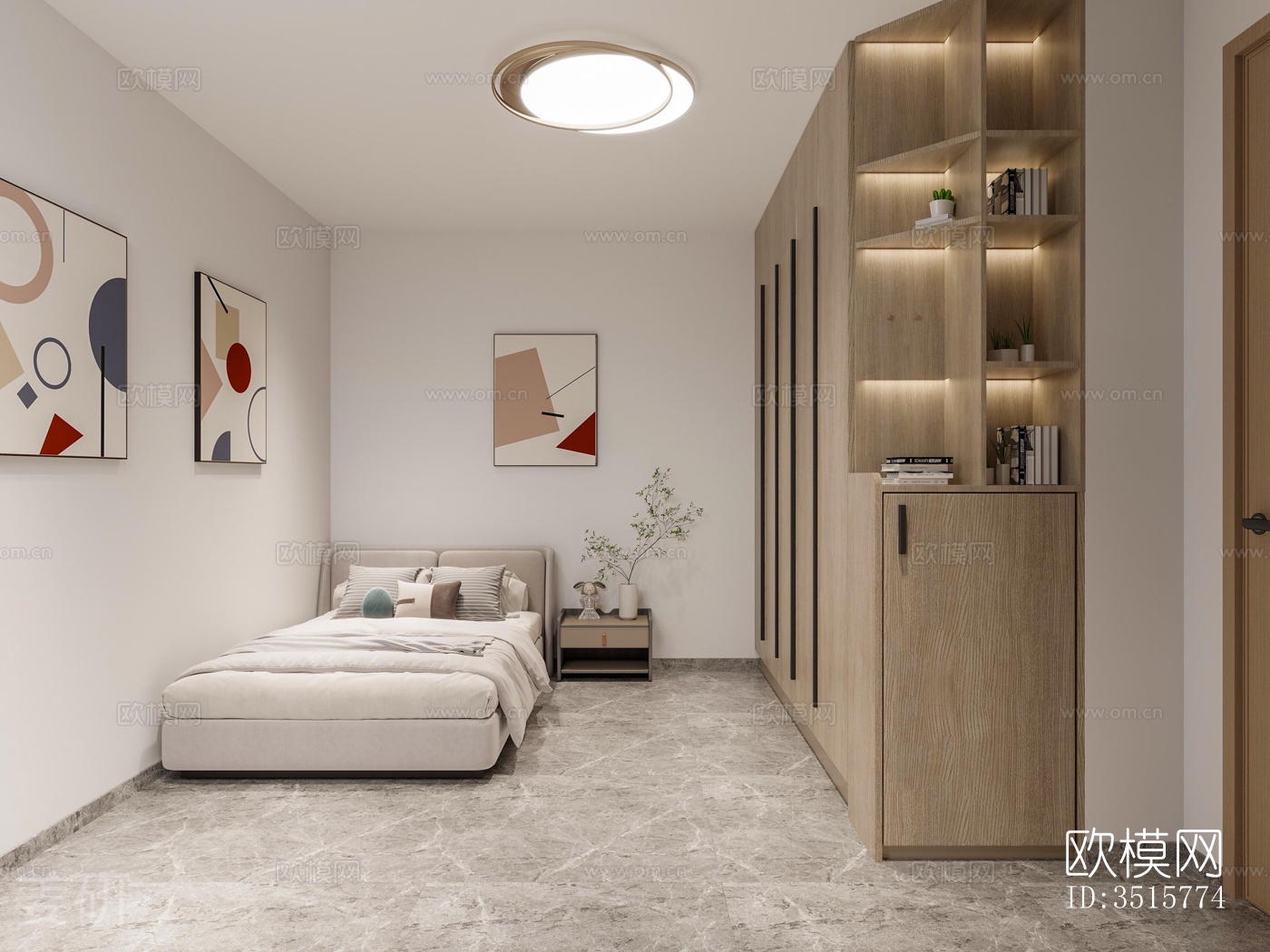 现代平层效果图下载（渲染图1）