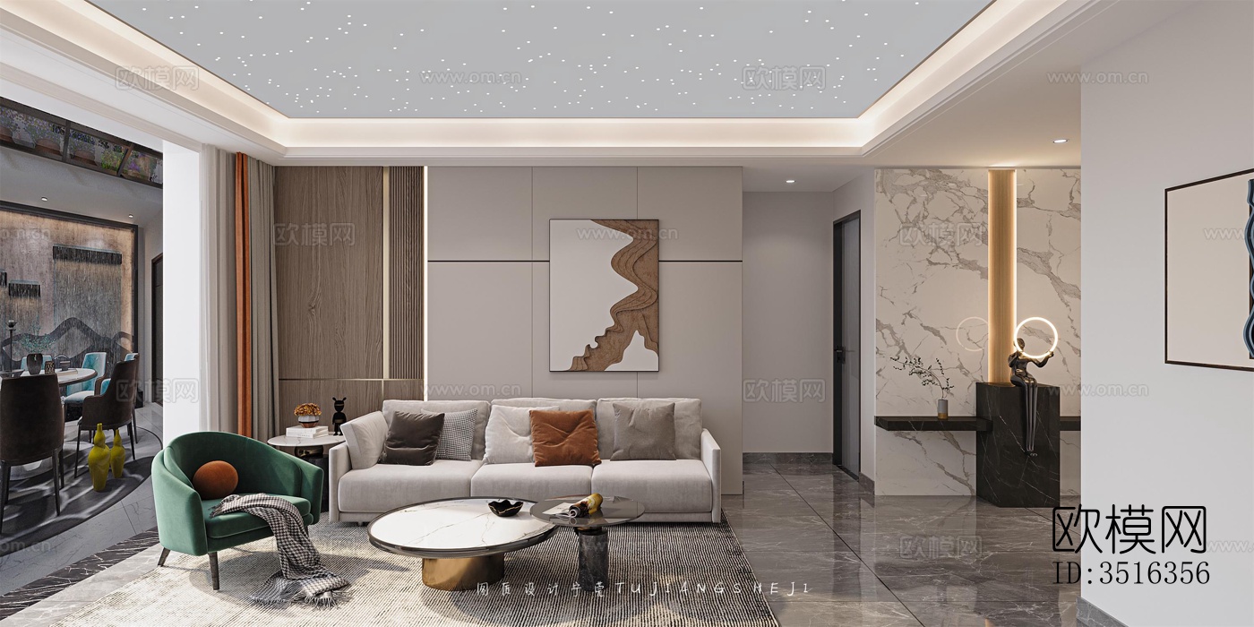 现代平层效果图下载（渲染图5）