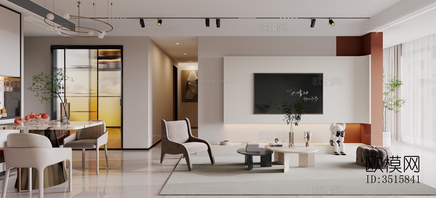 现代平层效果图下载（渲染图1）