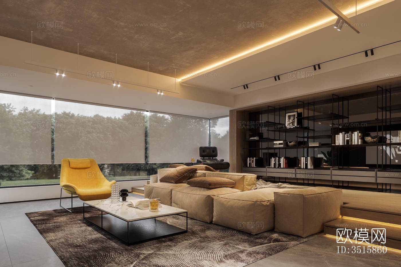 现代平层效果图下载（渲染图3）