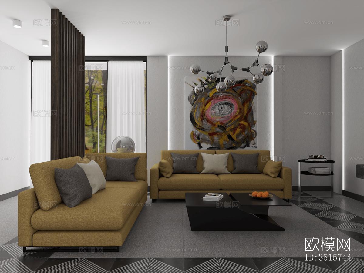 现代平层效果图下载（渲染图3）