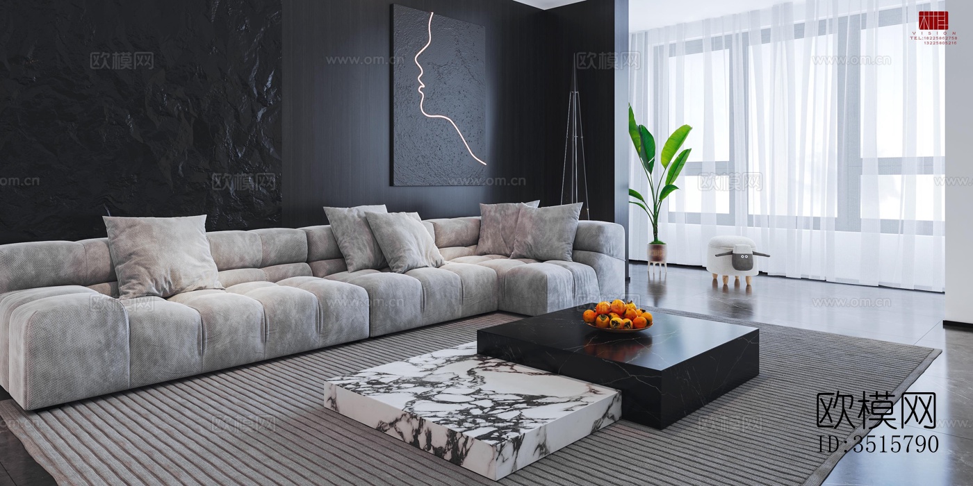 现代平层效果图下载（渲染图5）