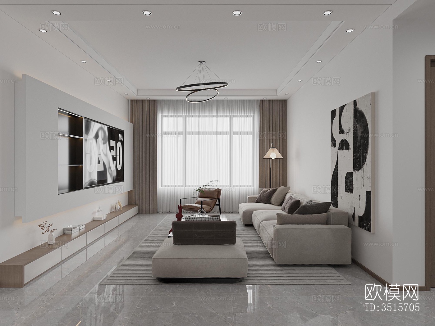 现代平层效果图下载（渲染图7）