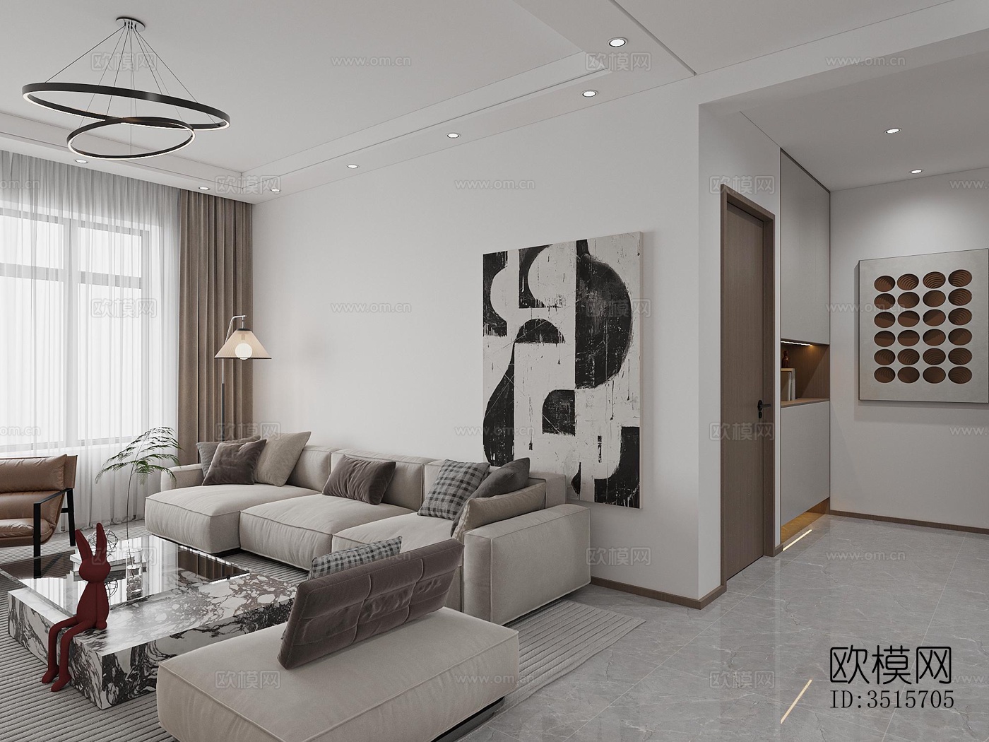 现代平层效果图下载（渲染图11）