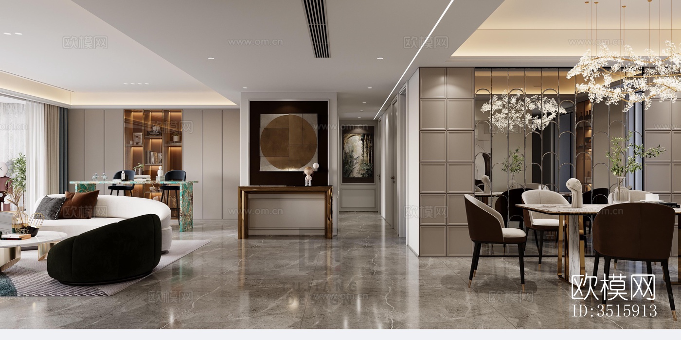 现代平层效果图下载（渲染图4）