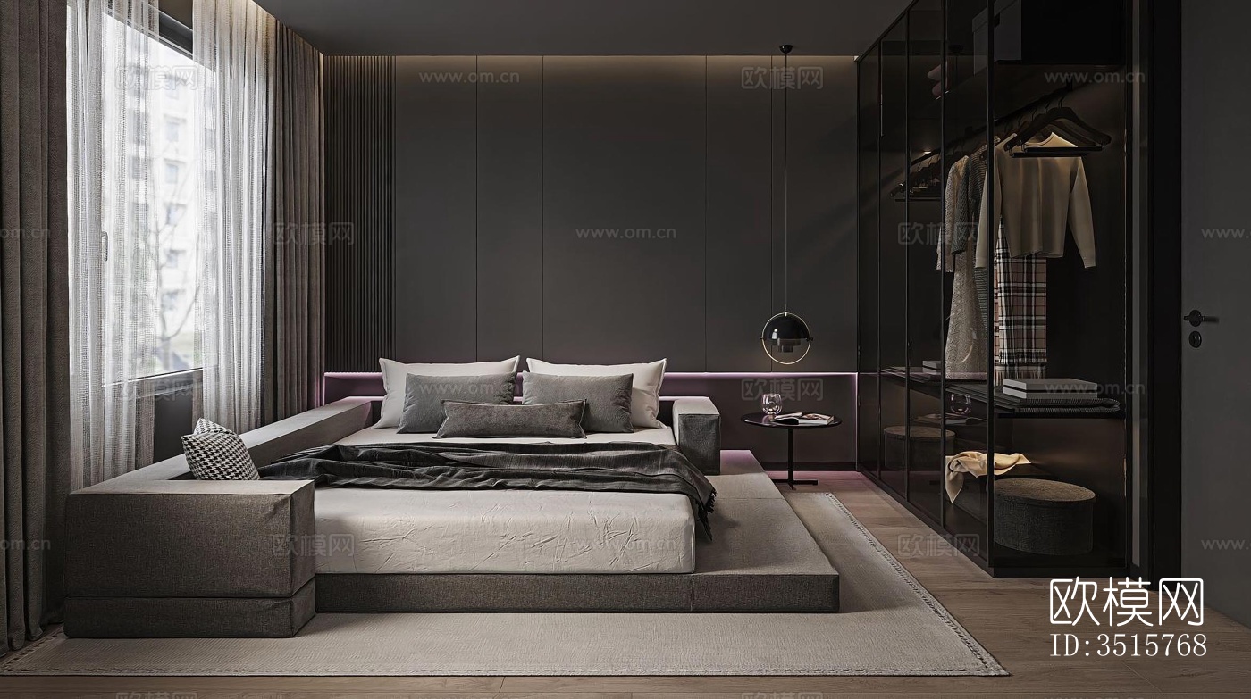 现代平层效果图下载（渲染图10）