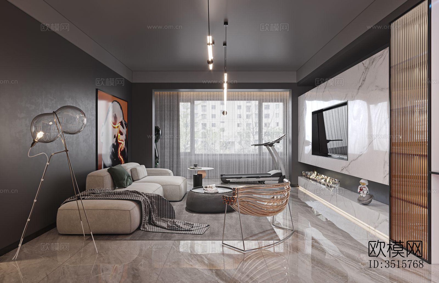 现代平层效果图下载（渲染图5）