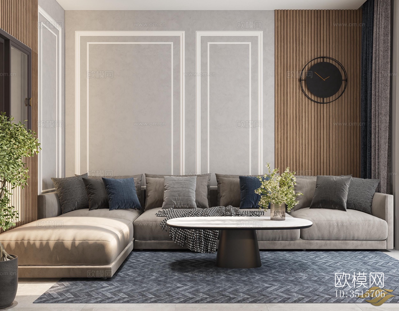 现代平层效果图下载（渲染图1）