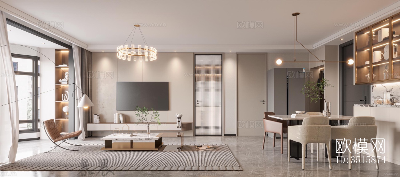 现代平层效果图下载（渲染图6）