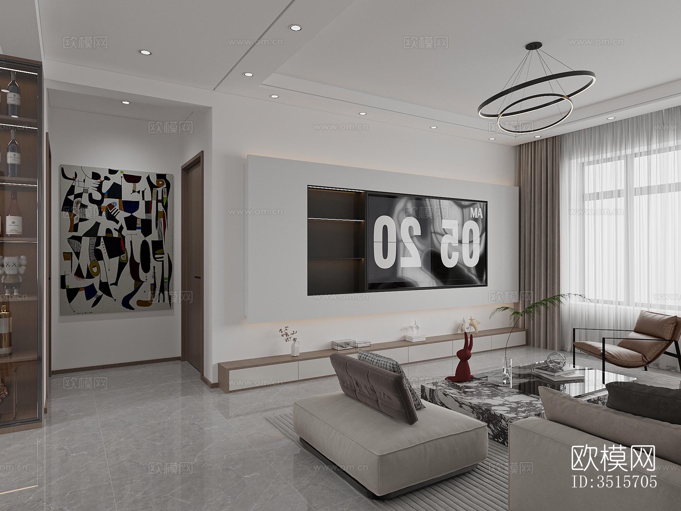 现代平层效果图下载（渲染图9）