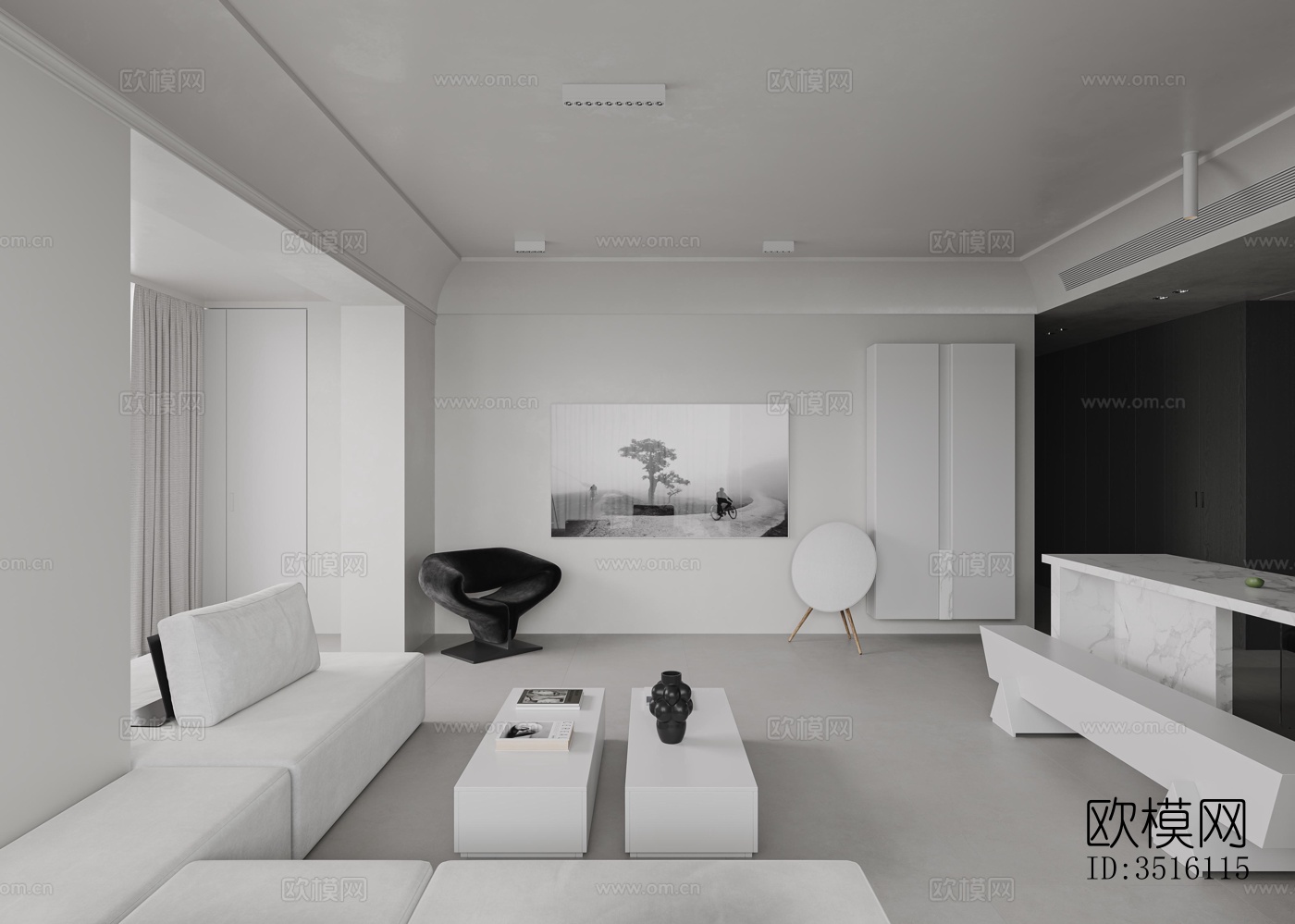 现代平层效果图下载（渲染图2）