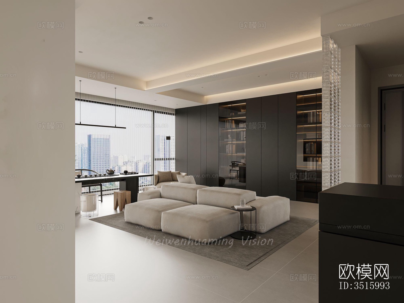 现代平层效果图下载（渲染图1）