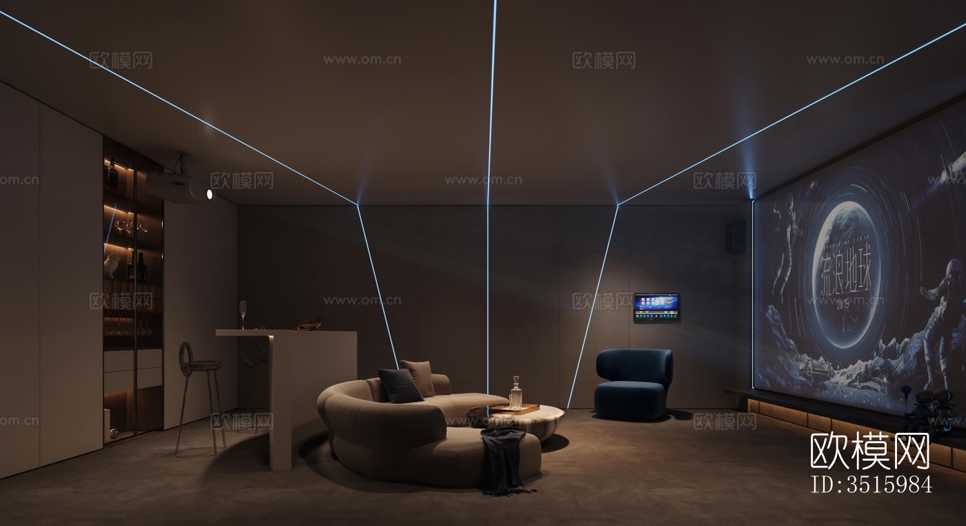 现代平层效果图下载（渲染图11）