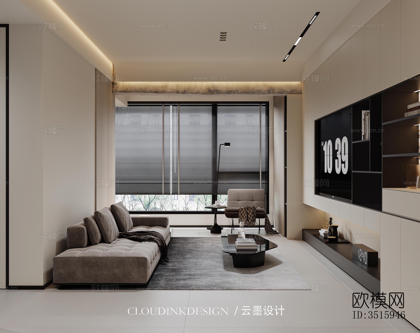 现代平层效果图下载（渲染图1）