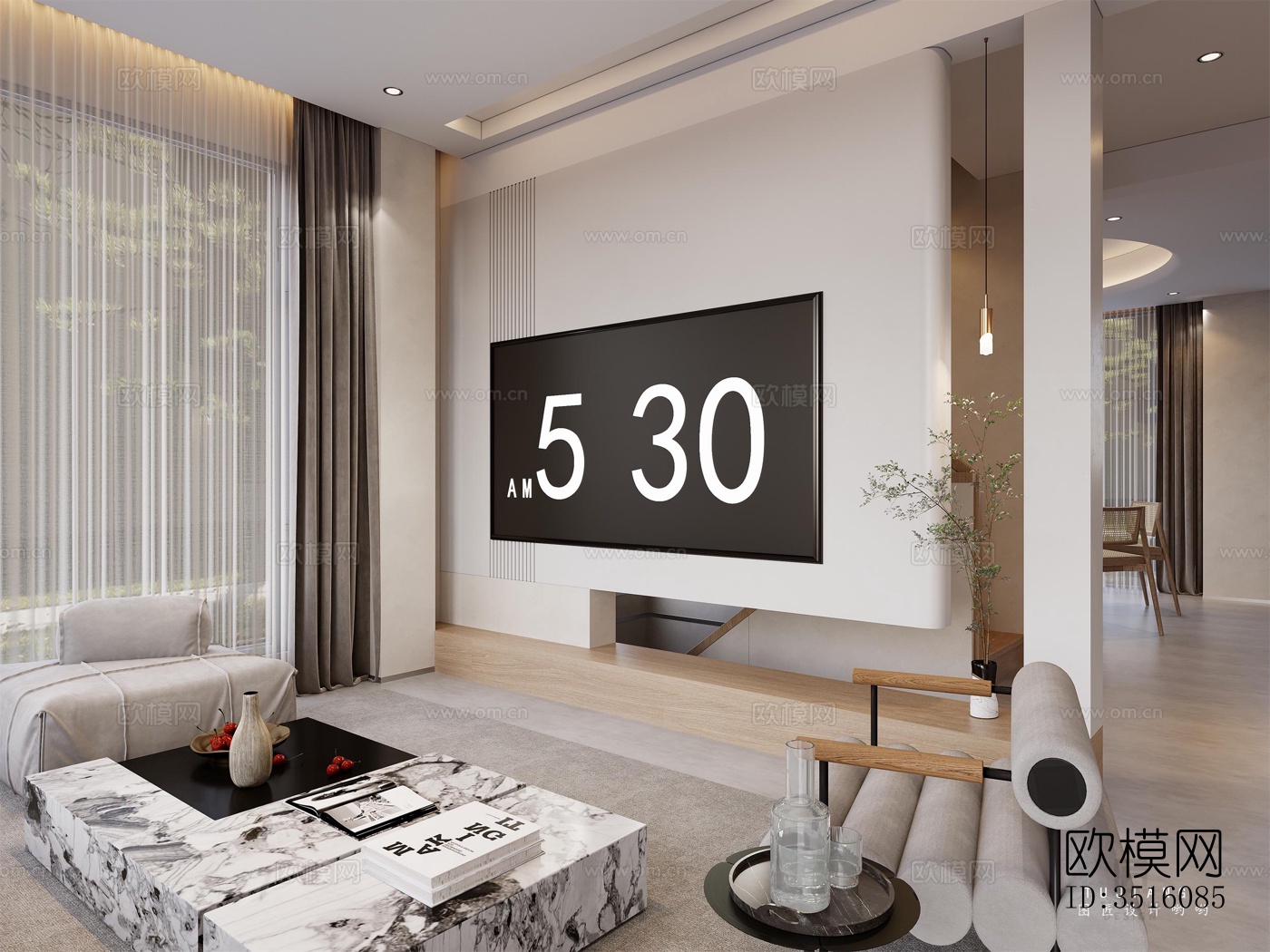 现代平层效果图下载（渲染图1）