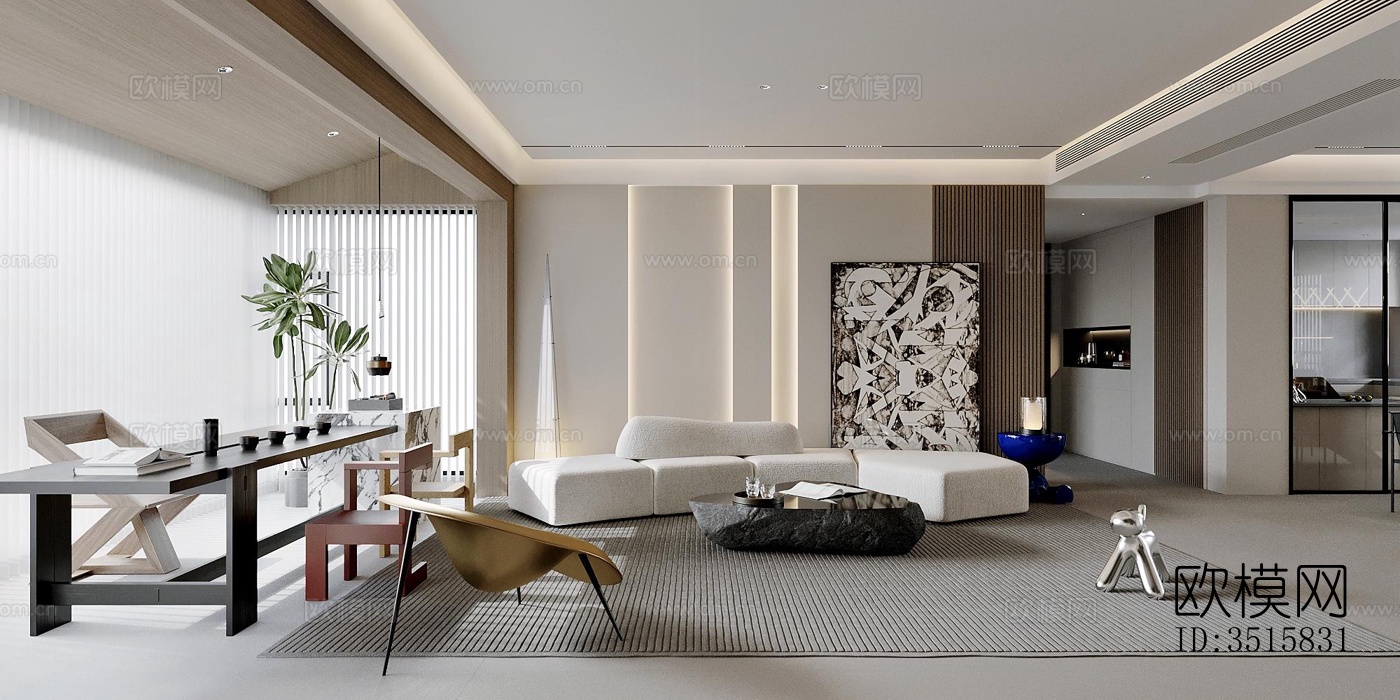 现代平层效果图下载（渲染图3）