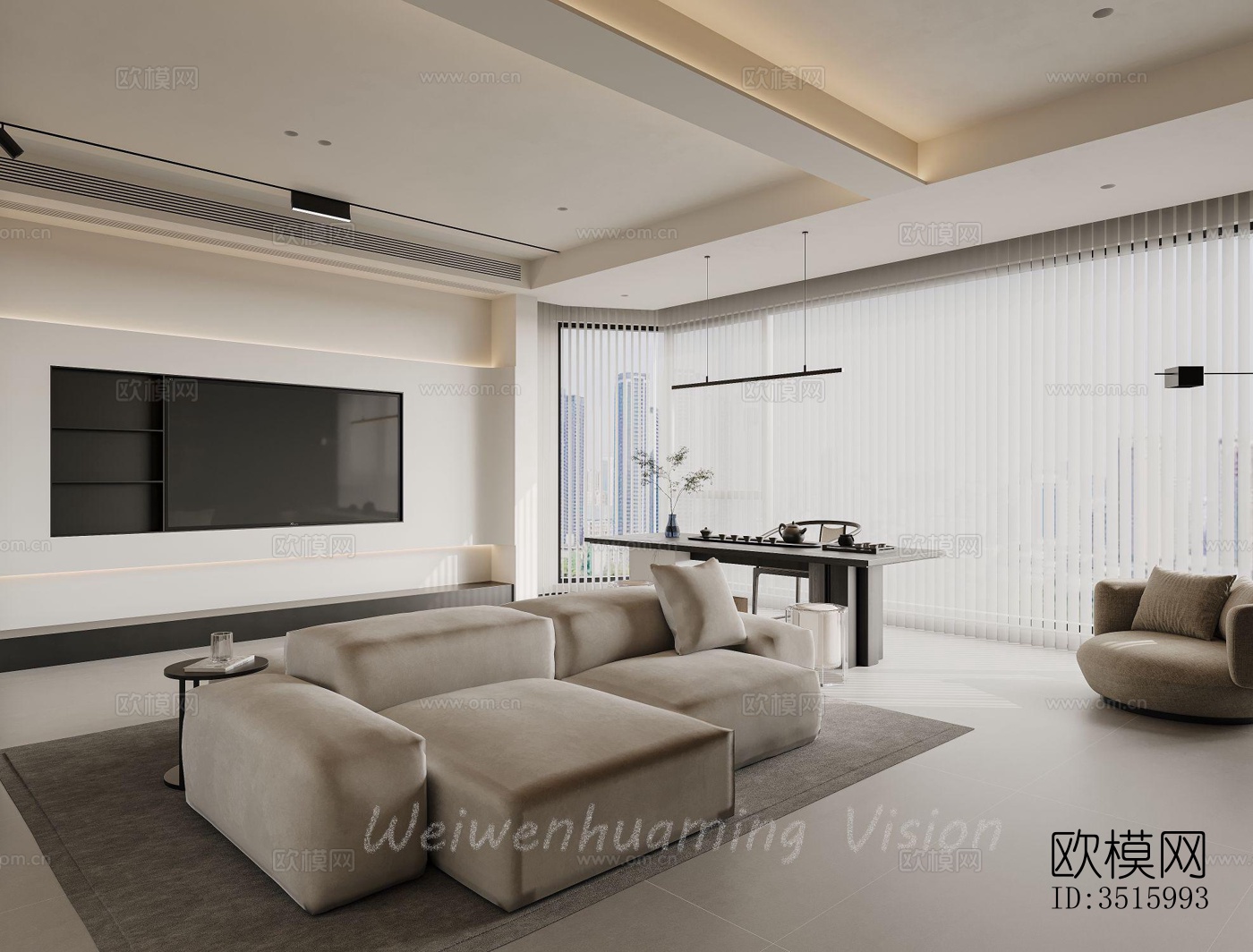 现代平层效果图下载（渲染图3）