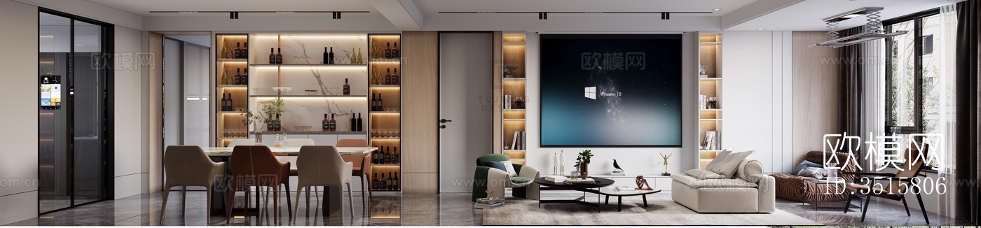 现代平层效果图下载（渲染图3）