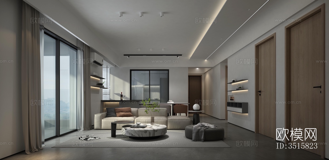 现代平层效果图下载（渲染图1）