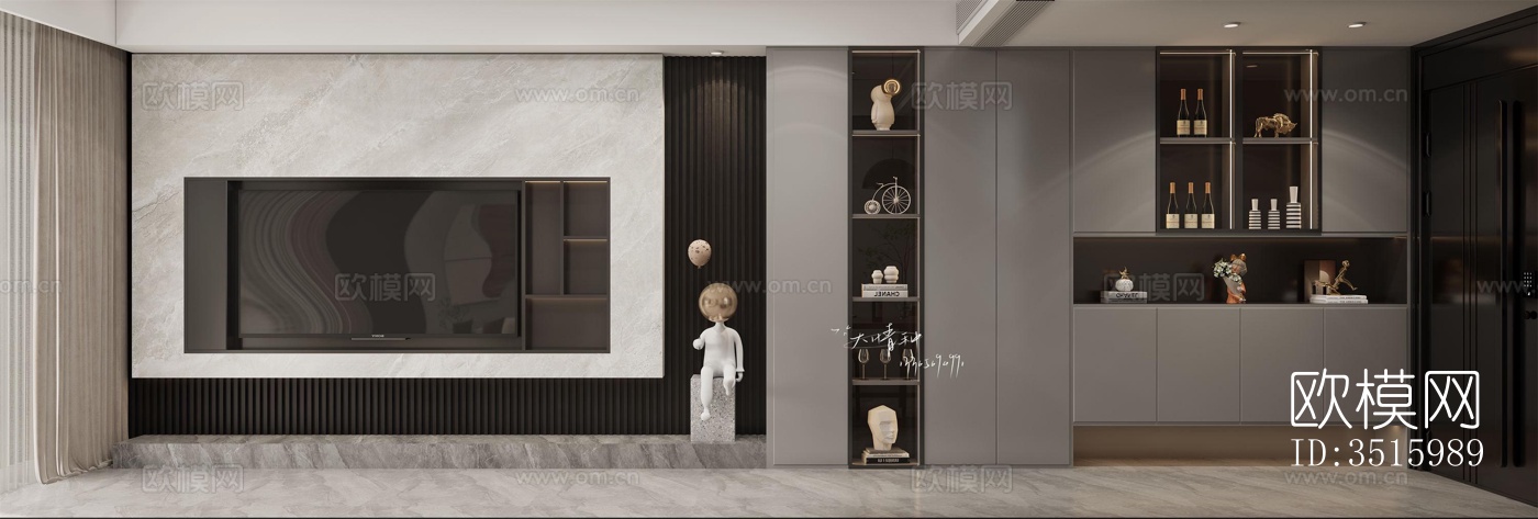 现代平层效果图下载（渲染图3）