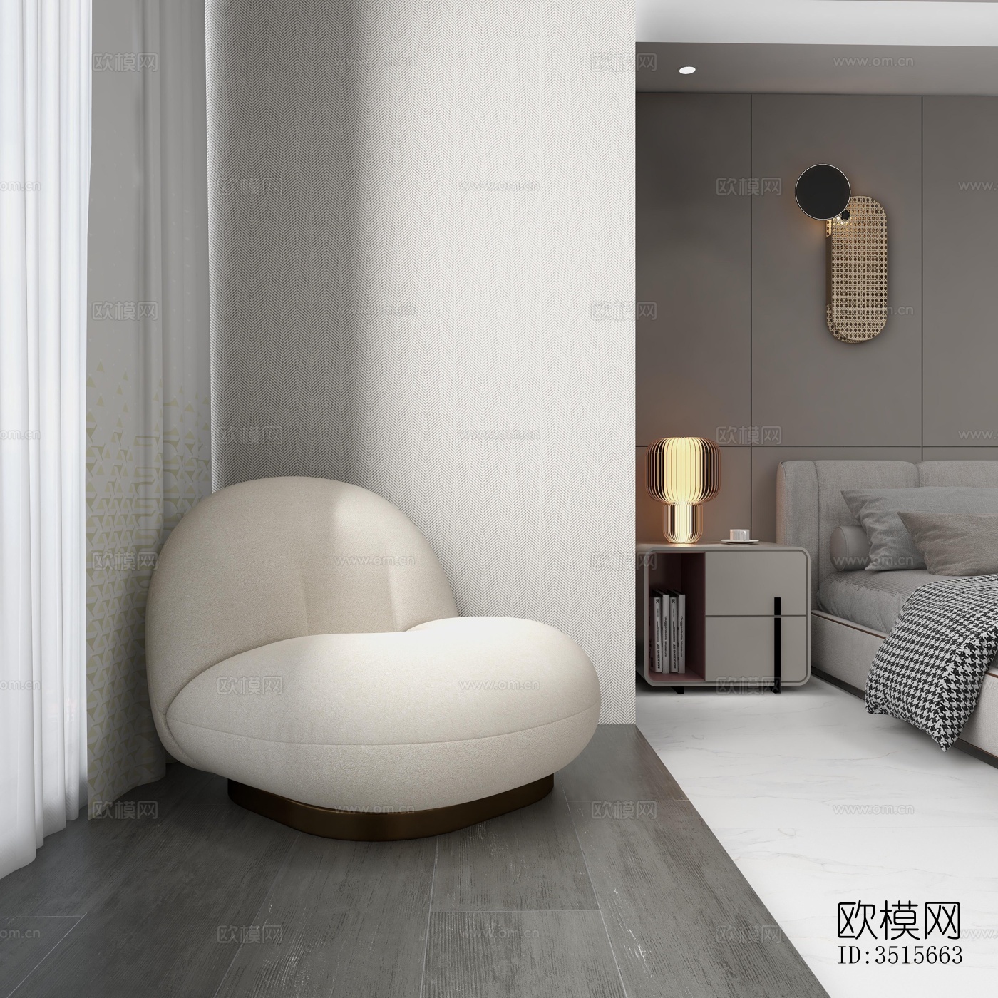 现代卧室效果图下载（渲染图5）