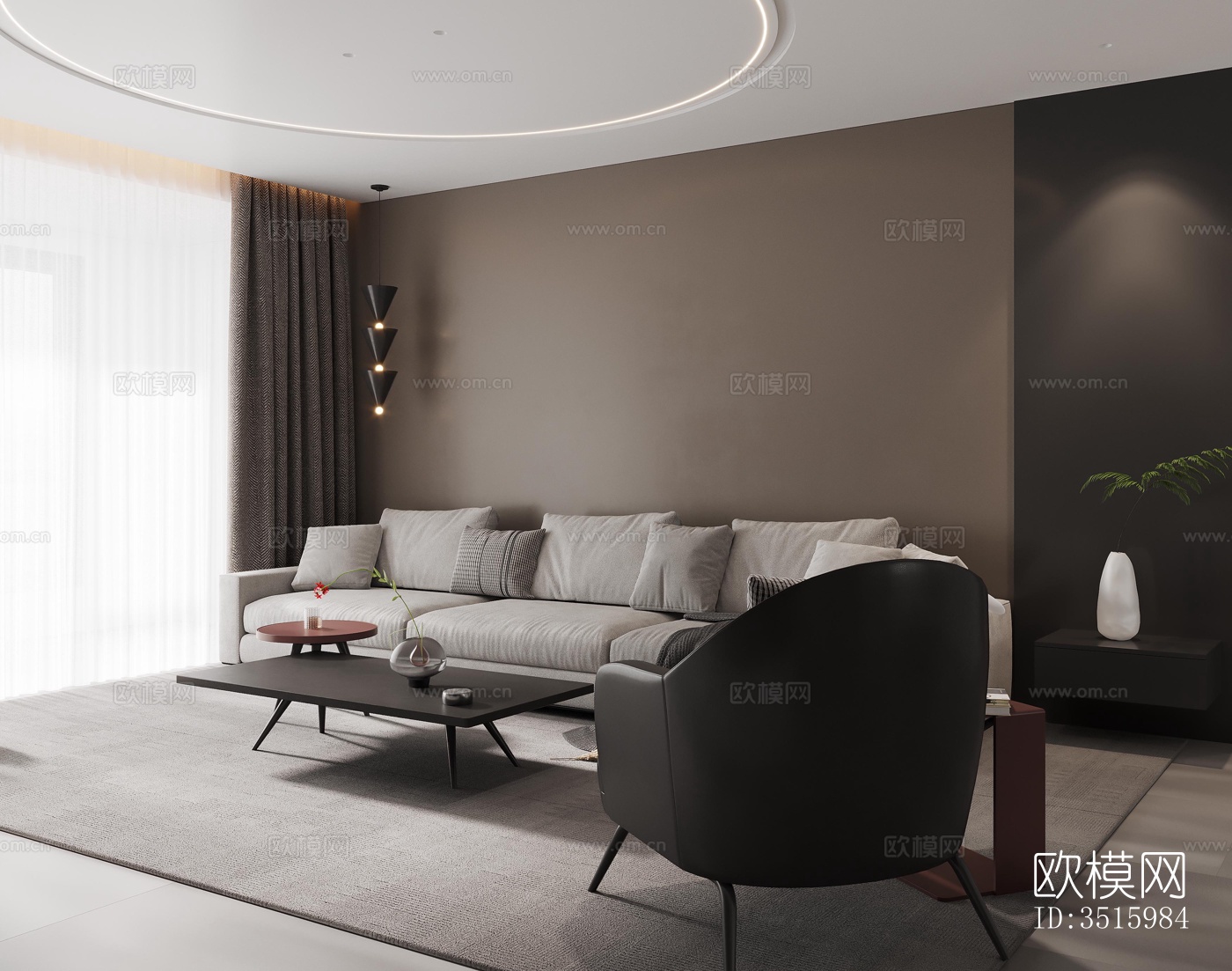 现代平层效果图下载（渲染图4）