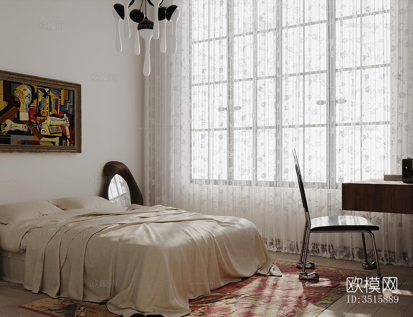 现代平层效果图下载（渲染图12）