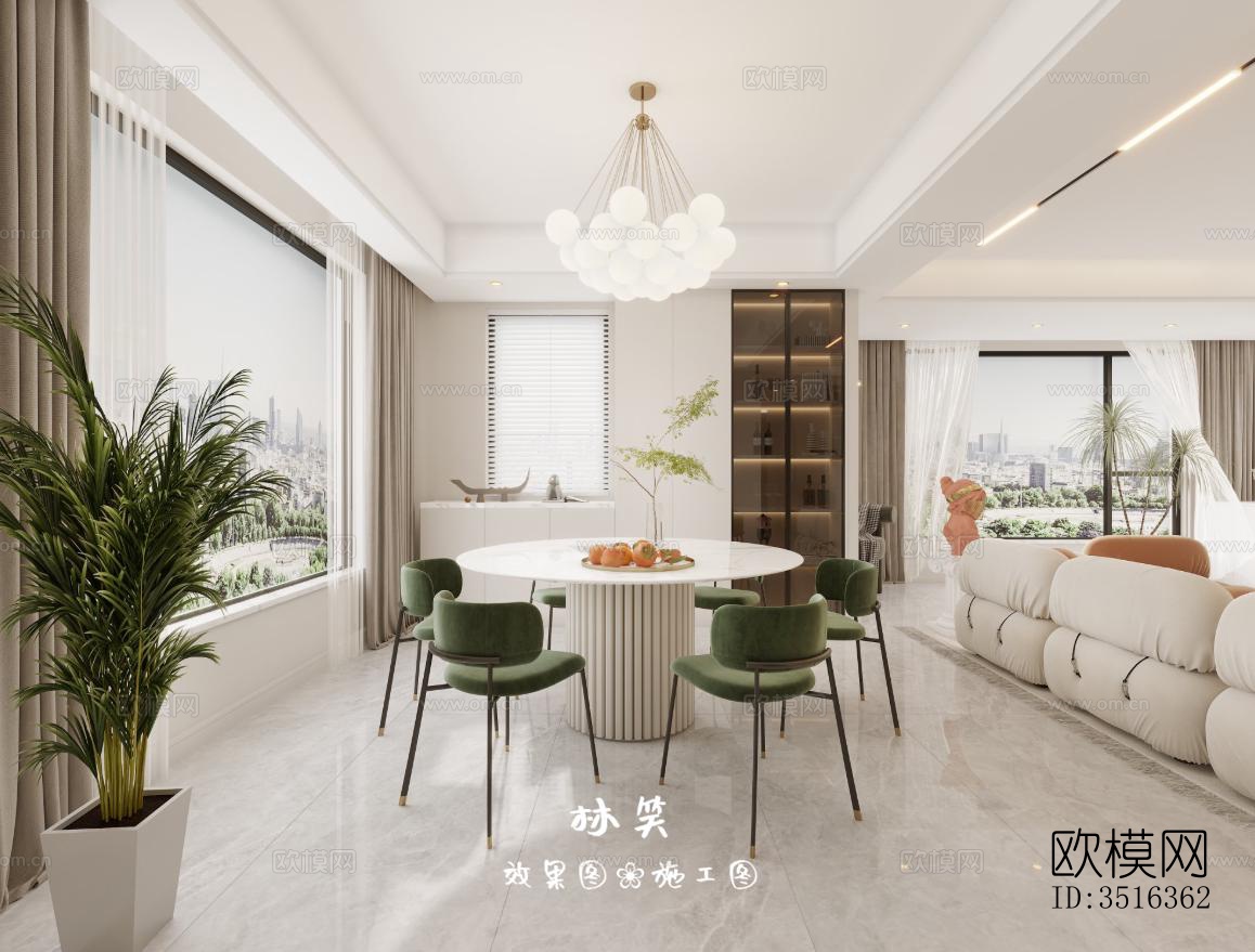 现代平层效果图下载（渲染图3）