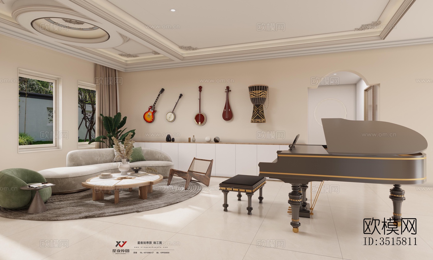 现代平层效果图下载（渲染图6）