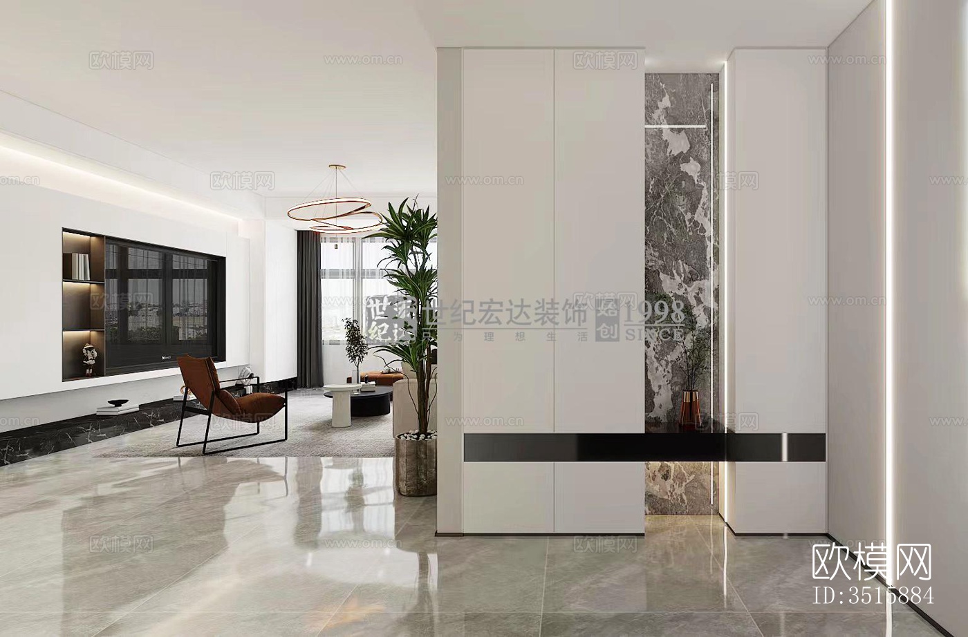 现代平层效果图下载（渲染图4）