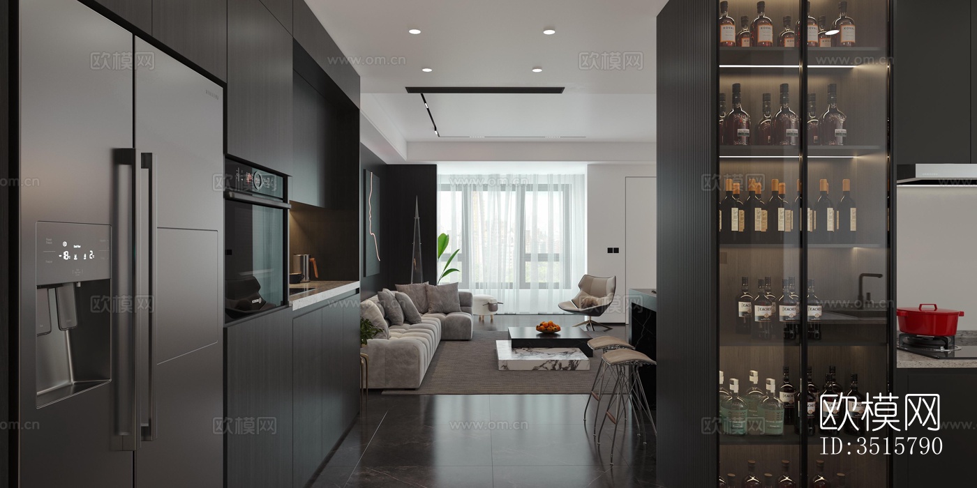 现代平层效果图下载（渲染图1）