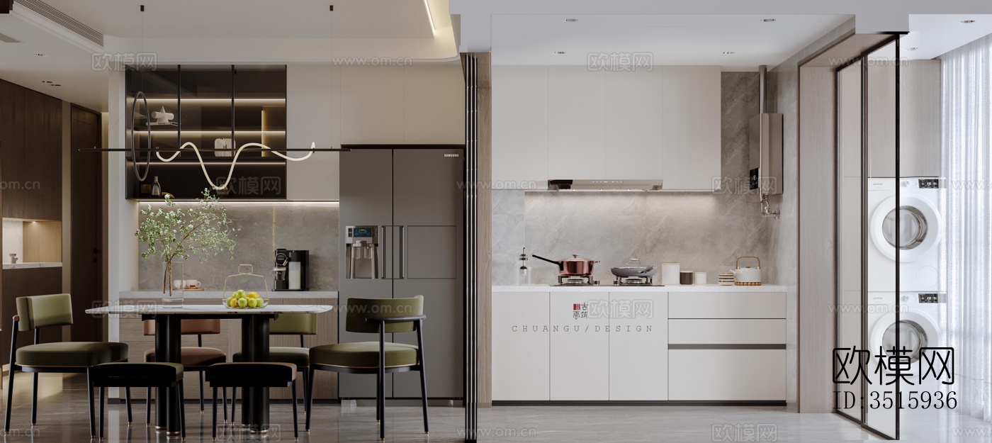 现代平层效果图下载（渲染图1）