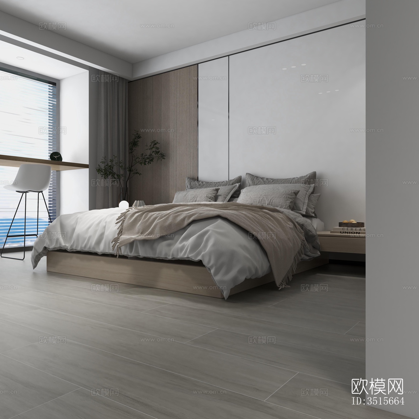 现代卧室效果图下载（渲染图2）