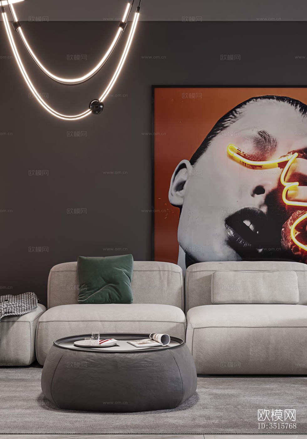 现代平层效果图下载（渲染图2）