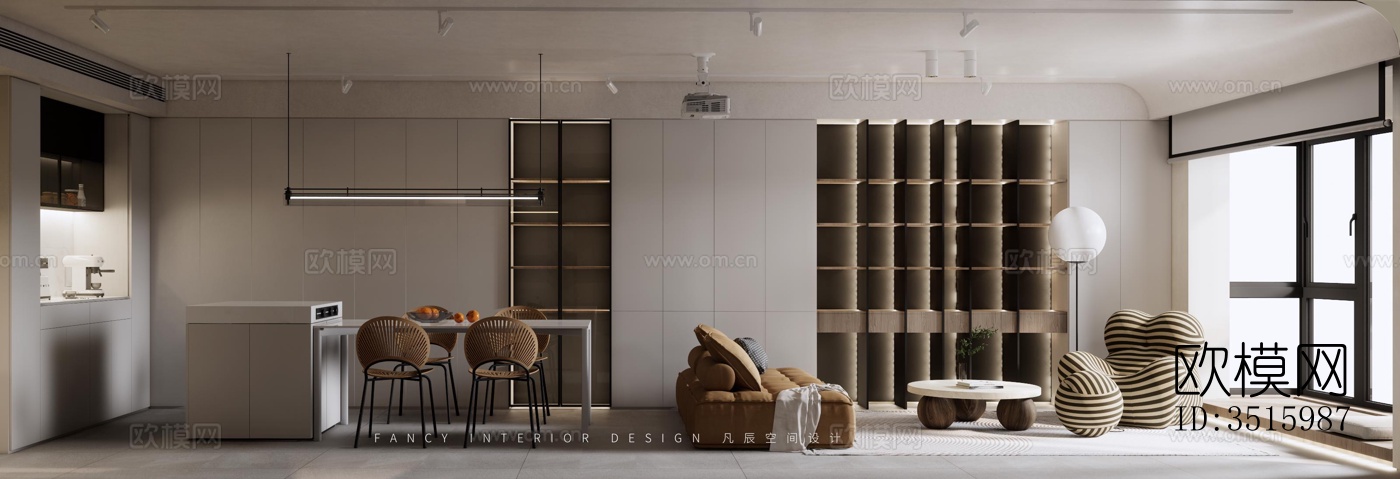 现代平层效果图下载（渲染图11）