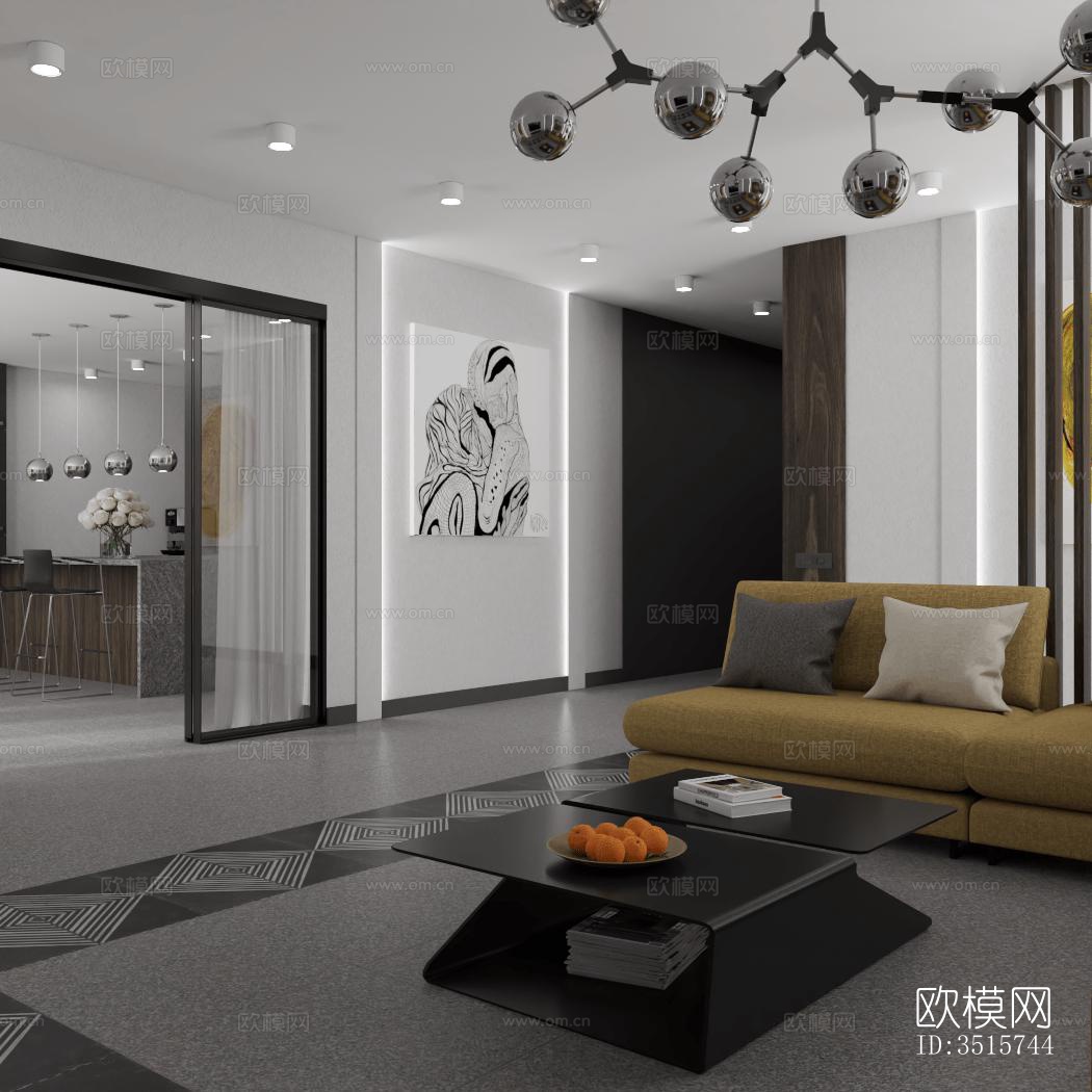 现代平层效果图下载（渲染图14）