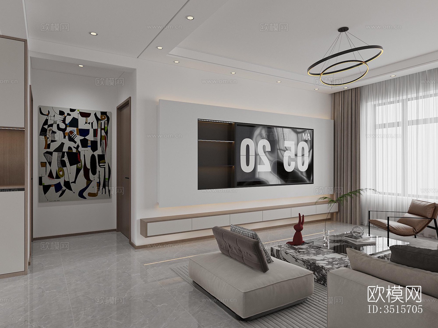 现代平层效果图下载（渲染图10）