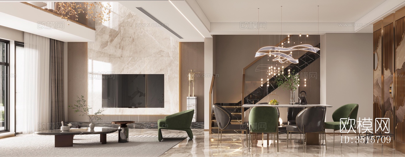 现代平层效果图下载（渲染图1）