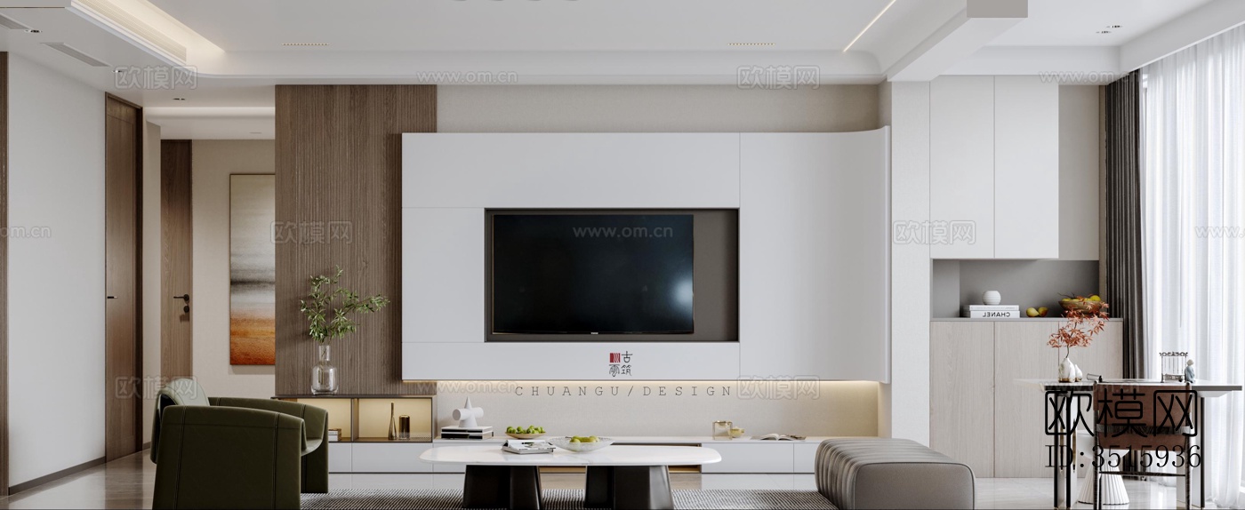 现代平层效果图下载（渲染图4）