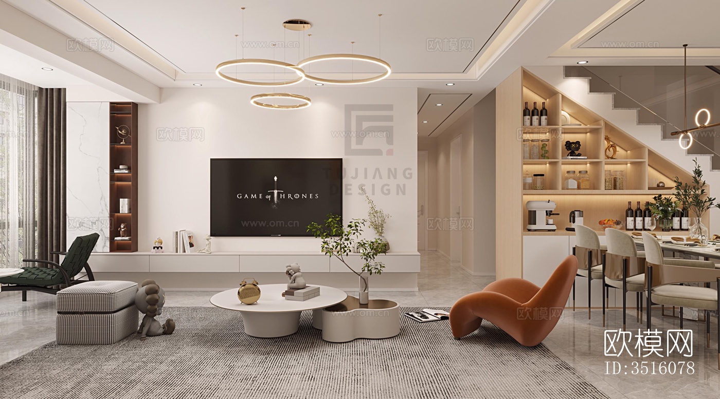 现代平层效果图下载（渲染图5）